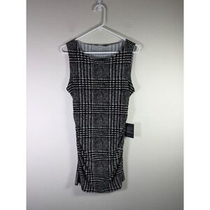 Norma Kamali Sleeveless Pickleball Mini Dress Glenn Plaid TWD Black White L/40